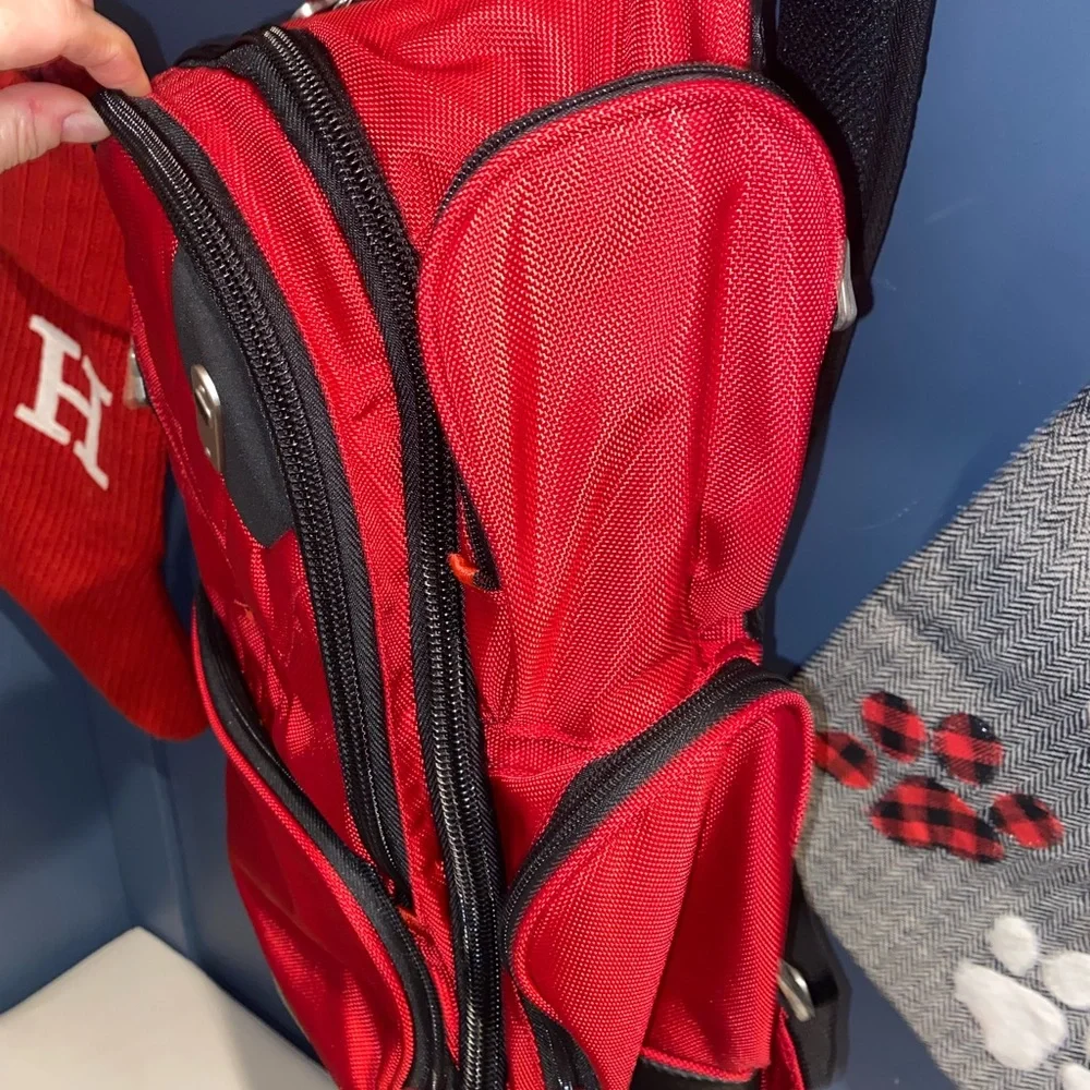 FUL Red Multi-Pocket Backpack with‎ audio port NWOT